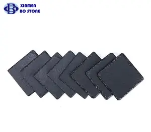 Factory Sale Eco-Friendly Slate Coasters Wholesale Black Natural Stone Coasters Sublimation Features Blank Black Slate Mat/Pad