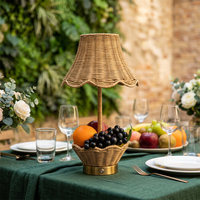 Lampe de table LED à capteur tactile, abat-jour en rotin, support en bambou, batterie personnalisée, sans fil, rechargeable, flexible, lumière réglable, intérieur
