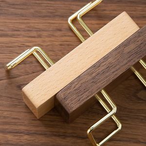 Office Desktop Gift Wood Name Card <b>Holder</b> Laser Logo Black Walnut Beech Wooden Metal Name Card <b>Holder</b> - Product Image 4