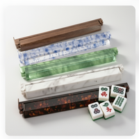 En stock : Supports de tuiles de Mahjong américaines de 17,5 pouces en ABS Tortoise, de luxe, antidérapants et portables, avec pousseurs, pour clubs sociaux et soirées.