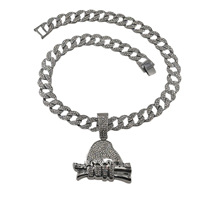 PD3161 Nouveau collier hip-hop européen et américain RICH FOREVER, pendentif billet de banque pour homme, entièrement serti de diamants, chaîne à maillons en alliage de zinc