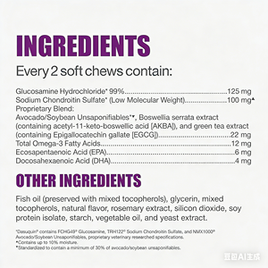 Friandises à mâcher souples <span class=keywords><strong>pour</strong></span> chiens HD OEM ODM, glucosamine, chondroïtine, extrait d'ASU, extrait de Boswellia Serrata, extrait de thé vert, oméga-3, saumon d'Alaska - Product Image 2