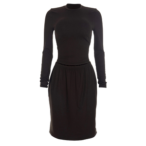 Viviblook Y26ST342 Ensemble Automne Femme Nouveau Couleur Unie Col Rond Manches Longues Jupe Plissée Taille Haute Décontracté Deux Pièces - Product Image 5