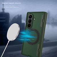 Étui pour Samsung Galaxy Z Fold 6/7 [Hybride TPU+PC] avec chargement magnétique, béquille métallique et protection intégrale de la charnière, protection d'écran