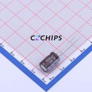 ตัวเก็บประจุแบบอิเล็กโทรไลต์อะลูมิเนียมแบบ Through-Hole รุ่น HY1C681M080120CD288 ขนาด D8xL12 มม. 680uF 20% 16V 750mA-100kHz - Product Image 1