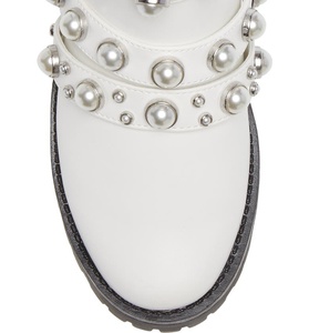 Botines con plataforma para mujer, botines tobilleros blancos con perlas, estilo Chelsea, para invierno y otoño, 2023 - Product Image 6