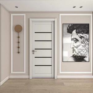 Porte en bois massif noire personnalisée, design original du fabricant, avec impression carbone et cristal, pour intérieur de <span class=keywords><strong>maison</strong></span> - Product Image 2