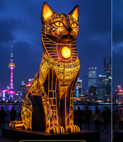 Chat Bastet Égyptien Géant Lumineux Gonflable 2026 avec LED, Étanche et Durable, Alimentation par Prise, Idéal pour Événements et Festivals