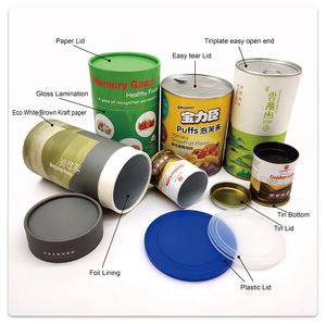 Tube de papier de poudre de protéine de grain de café de qualité alimentaire de cylindre rond d'emballage recyclé biodégradable - Product Image 3