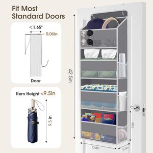 Over The Door Organizer 10 Compartment Hanging <b>Storage</b> With Clear Window For Clothing Towels Diapers Minimalist Design - Product Image 2