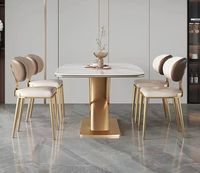 Chaise de salle à manger luxueuse et légère, en cuir doré, pour Restaurant, hôtel