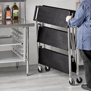 3 Tier <b>Plastic</b> Folding Service <b>Trolley</b> Commercial Collapsible Utility Dining Cart for Hotel Restaurant Catering - Product Image 4