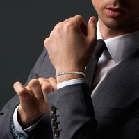 Bracelet chaîne tennis Miami en argent sterling plaqué or 14 carats avec moissanite 3 mm effet givré, style hip-hop, vente en gros, très demandé