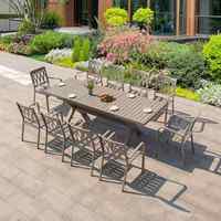 Ensemble de table et de chaises de salle à manger extensible pour l'extérieur, meubles de jardin, ensemble de salle à manger en aluminium pour patio, pour appartement, hôtel, restaurant