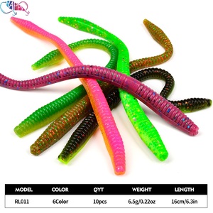 Lot de 10 leurres souples de pêche en PVC coulants, imitation vers de terre, leurres artificiels pour la pêche - Product Image 3