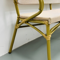 Fauteuil long d'extérieur en tissu maillé, chaise en aluminium, chaises de café commerciales résistantes aux intempéries pour restaurants et magasins de lait
