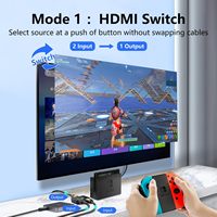 Boîtier de commutation HDMI haute vitesse SYONG 4K 2 entrées 1 sortie, commutateur sélecteur HDMI 2 ports et répartiteur HDMI 1 entrée 2 sorties pour HDTV, DVD