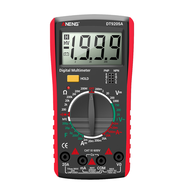 Digital Multimeter HD LCD Newly Released Auto AC/DC Voltage Current Tester 1000V/750V Range 2mA-20A Capacitor Ohm Measurement