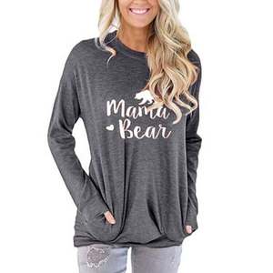 Nuovo stile personalizzato da <span class=keywords><strong>donna</strong></span> taglie forti in cotone a maniche lunghe oversize tascabile da strada felpa Tee top magliette Casual tuniche - Product Image 5