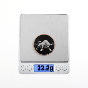 Moneda Conmemorativa Personalizada <span class=keywords><strong>de</strong></span> Cobre Fino .999 <span class=keywords><strong>de</strong></span> 1 Onza Troy, Diseño Toro y Oso - Product Image 5