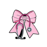 Bros Pin Stetoskop Seri Medis Pink Heart, Pin Logam Hiasan Fashion Perhiasan untuk Perawat Dokter, Hadiah Hari Perawat
