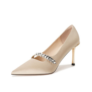 Zapatos de Tacón Alto para Mujer Y25908, Punta Puntiaguda, Tacón de Aguja, Satén, Pedrería, Estilo D'Orsay - Product Image 5
