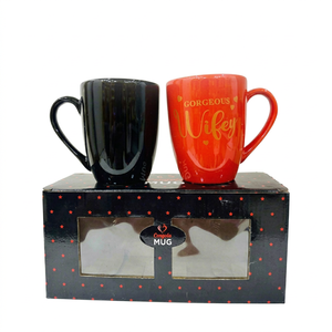 Coffret Cadeau Nouveauté Tasses à Café en Grès Céramique Intérieur Glaçuré Couleur Sérigraphiée Tasses de Couple Usage Quotidien - Product Image 4