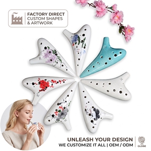 Ocarina de Cerámica Personalizada de 12 Orificios, <span class=keywords><strong>Flauta</strong></span> Alto, Instrumento Musical Hecho a Mano, Venta al por Mayor, OEM, ODM, Logotipo, CN, GUA - Product Image 1
