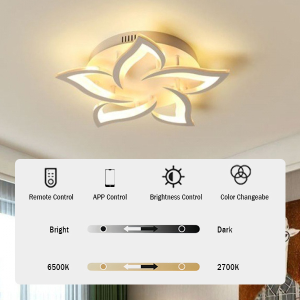 Modern LED Ceiling Light for Living Room Remote Control Chandelier with Iron Base for Home Decor · image 3
