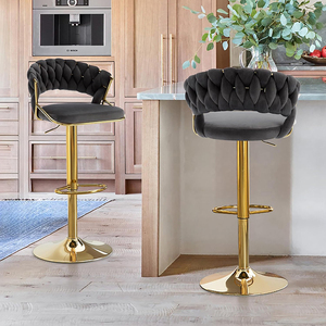 Taburetes <span class=keywords><strong>de</strong></span> <span class=keywords><strong>bar</strong></span> giratorios <span class=keywords><strong>de</strong></span> terciopelo, ajustables en altura con respaldo para cocina, comedor, isla o <span class=keywords><strong>bar</strong></span>. - Product Image 4