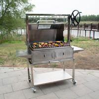 Barbecue portable en acier inoxydable avec gril argentin Santa Maria intégré, type brique réfractaire, pour Asado traditionnel, motorisé
