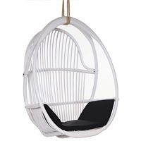 Chaise suspendue simple de chaise de corde de plafond d'extérieur en osier de rotin de balançoires de patio blanches