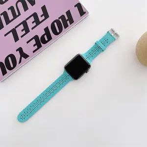 New Style High Quality Fashion Silicone Sunflower Hollowed Out Watch Band Lace Silicone Strap For Apple Watch Band Ultra 8 7 6