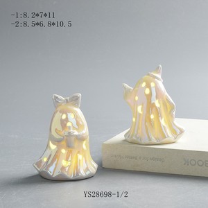 Fantasma de Cerâmica Branco Barato com Luz LED para Decoração Interna de Halloween - Fantasma de Cerâmica Mais Vendido - Product Image 6