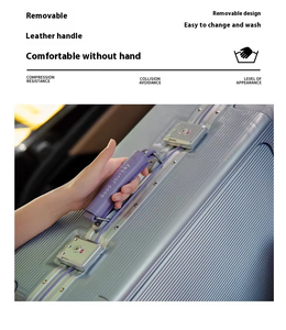 高品質 透明 静音キャスター フロントオープン フルアルミニウム 機内持ち込み スーツケース ワイドハンドル トラベル トロリーケース - Product Image 3