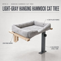 Hamac pour chat gris clair, lit suspendu pour chat, perchoir pour fenêtre, cadre en bois de pin et métal pour chats d'intérieur