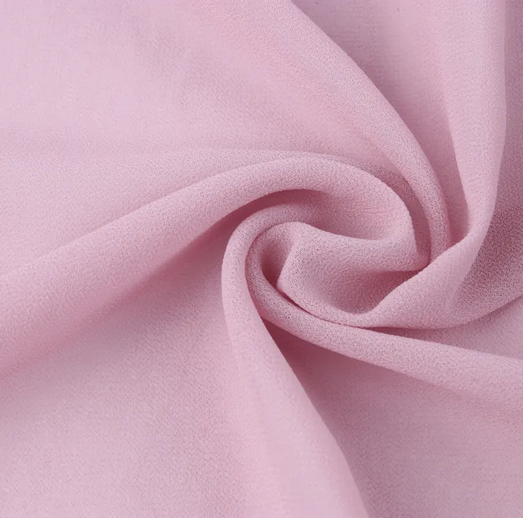 マレーシアリトルガールピンクドレス/スカーフ100% ポリエステル織りクレープシフォン生地ヒジャーブ用