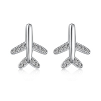 Boucles d'oreilles clous Dylam, nouveau design, bijoux fins et élégants en argent S925 avec zircon cubique 5A, forme avion, pour femme, pour le quotidien et les occasions spéciales