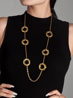 Chaîne de cou longue en acier inoxydable, cercle creux bicolore, plaqué or 18 carats, bijoux simples et polyvalents