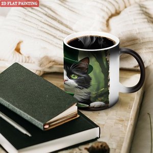 Mug en céramique noir givré 11oz, tasse à boire activée par la chaleur pour usage quotidien - Product Image 3