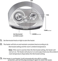 Ventilateur chauffant PTC avec thermostat réglable, étanche, portable, vertical, pour bureau, télécommande, protection contre la surchauffe