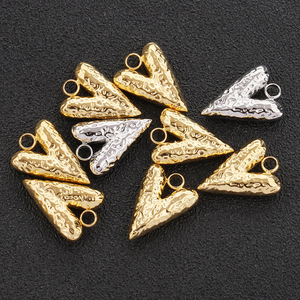 Stainless Steel Hammered Heart Pendant Gold <b>Silver</b> Jewelry Finding For <b>Earrings</b> Sweater <b>Chain</b> Decorative Charm H1442 - Product Image 1