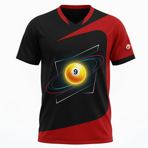 Camiseta Deportiva S.Q.F con Estampado 3D de Billar de 9 Bolas, Taco Cruzado Brillante en Negro y Rojo, Sublimación, Unisex, Verano, Informal, para Fiestas - Product Image 6