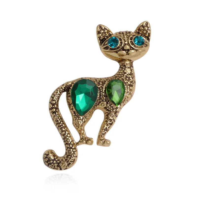 Yeni retro basit kişilik hayvan broş serisi moda elektroliz antik altın küçük kedi korsage