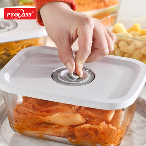 Ensemble de récipients de conservation alimentaire en verre borosilicate PYGLASS avec couvercle <span class=keywords><strong>sous</strong></span> <span class=keywords><strong>vide</strong></span>, boîte en verre <span class=keywords><strong>hermétique</strong></span> pour conserver la fraîcheur avec poignée, verre transparent - Product Image 3