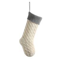 Bas de noël tricoté avec Patch en cuir PU, ornement d'arbre de Sublimation, personnalisé
