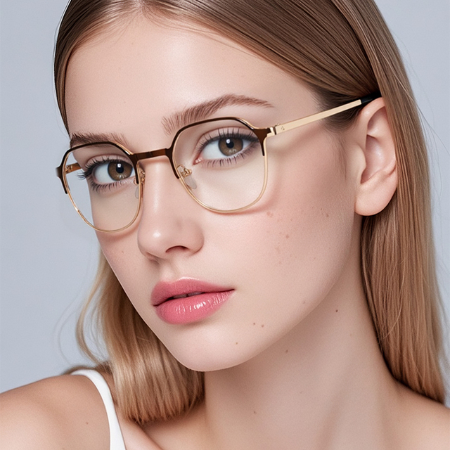 OEM/ODM Fashionable Ultralight Metal Eyewear Frames for Men and Women High-quality Geometric Optical Glasses Frame Wholesale