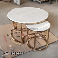 Ensemble de tables basses modernes de luxe nordique, cadre en acier inoxydable, plateau en marbre, 3 pièces, tables basses gigognes pour salon