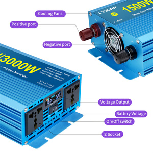 <strong>Inverter</strong> DC 12V <strong>24V</strong> 48V 60V to AC 110V 220V 1500W 3000W Pure Sine Wave Power Converter Solar <strong>Inverter</strong> - Product Image 2