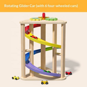 Juguete de Pista de Carreras de Madera Montessori, Rampa Espiral Giratoria, Set de Vehículos Deslizantes Coloridos, Regalo Educativo para Desarrollo de Motricidad Fina StarQmi 3-6 - Product Image 1